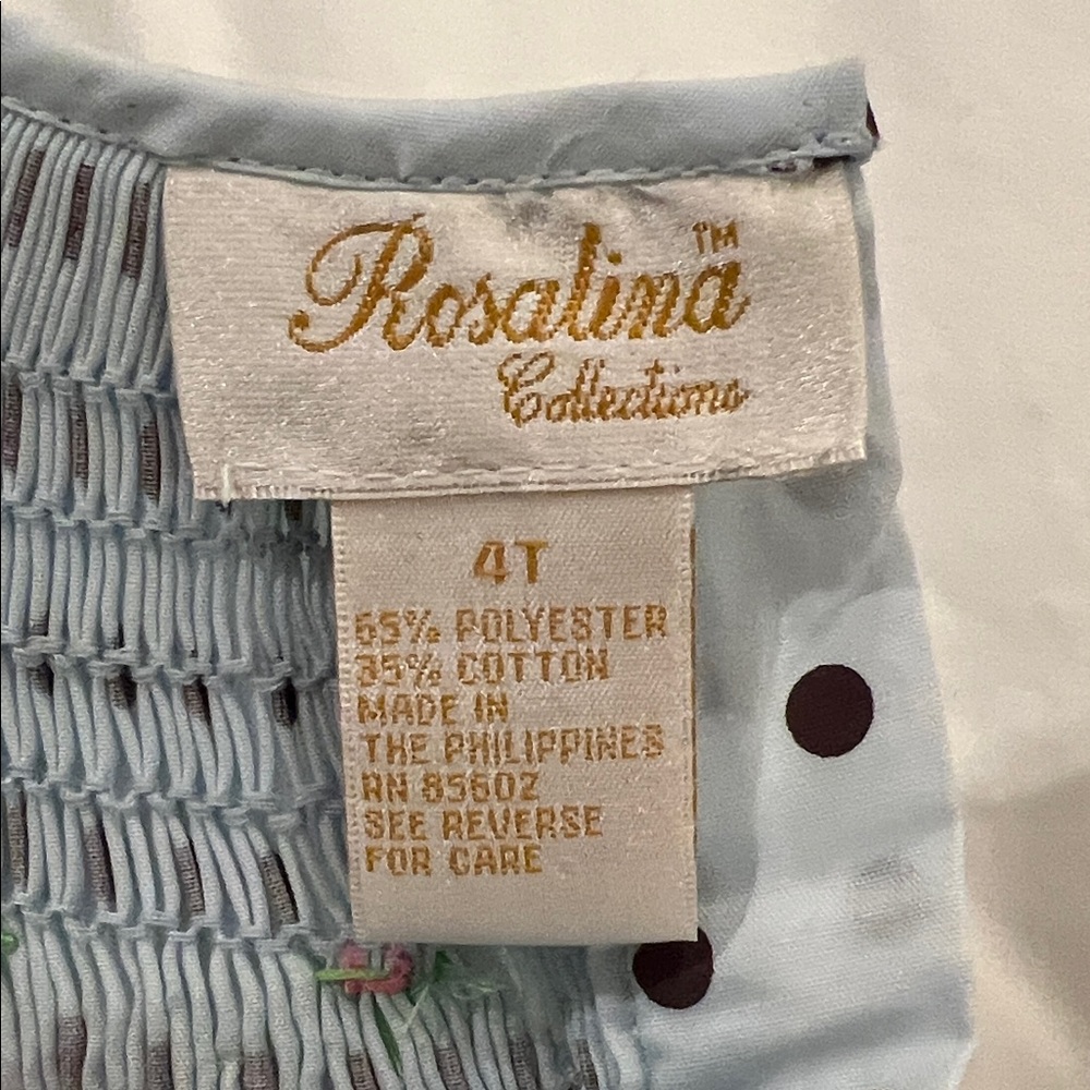 Rosalina light blue Polka Dot Smocked Apple Collar Dress - Picture 5 of 5